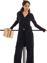 Women Black Rib Button Shrug With Lounge Pants-SFSETS95993