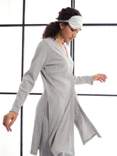 Women Grey Melange Button Shrug With Lounge Pants-SFSETS95994