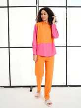 Women Orange & Pink ColorBlock Shirt With Pants-SFSETS96017