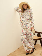 Women Beige Floral Oversize Shirt With Cargo Pocket Pants-SFSETS96380