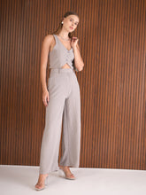 Women Grey Waistcoat Top With Straight Pants-SFSETS96387
