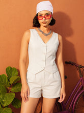 Women White Poplin Vest Top With Shorts-SFSETS96439