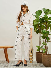 Women White Embroidered Shirt With Straight Pants-SFSETS96506
