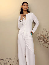 Women White Full Sleeves Top With Mom Fit Pants-SFSETS96526