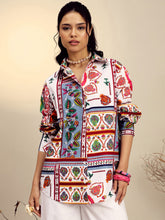 Women White Poplin Multi Patch Print Regular Shirt-SFSHRT20681