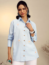 Women Blue Striped Regular Shirt-SFSHRT20684