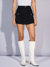 Women Black Denim A-Line Mini Skirt-SFSKRT30449