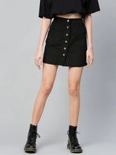 Black Corduroy Button Down Mini Skirt