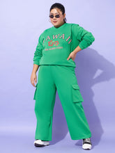 Women Green Fleece HAWAII Sweatshirt With Track Pants-SFSWSH7572_SFPANT50928