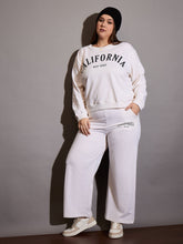 Women White CALIFORNIA Terry Sweatshirt With Track Pants-SFSWSH7669_SFPANT51037