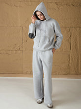 Women Grey Melange Fleece Hoodie With Sweatpants-SFSWSH7675_SFPANT51044