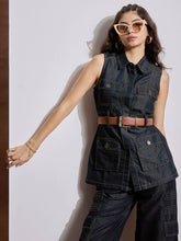 Women Black Multi Pocket Sleeveless Top-SFTOP42106