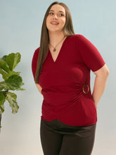 Women Maroon Rib Side Buckle Detail Top-SFTOP42383