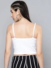 White Strappy Rib Crop Top