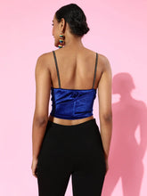 Royal Blue Sweetheart Neck Velvet Bustier Top