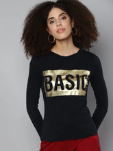 Navy BASIC Print Full Sleeve T-Shirt