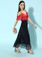 Red Metallic Cold Shoulder Strappy Top