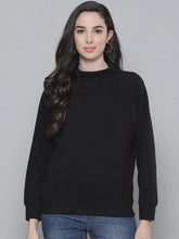 Black Rib Turtle Neck Raglan Sweat Top