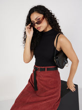 Women Black Rib Turtle Neck Sleeveless Top-SFTOPS41517
