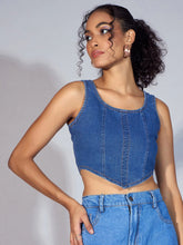 Women Blue Denim Short Top-SFTOPS42026