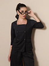 Women Black Square Neck Top-SFTOPS42081