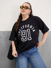 Women Black Graphic CALIFORNIA Print T-Shirt-SFTOPS42412