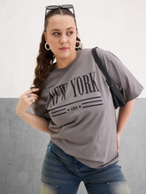 Women Grey Graphic NEW YORK Print T-Shirt-SFTOPS42413