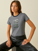 Women Grey CAR Print Lycra T-Shirt-SFTOPS42445
