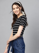 Black White Stripe Crop Top