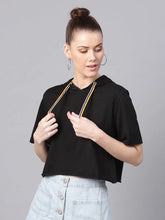 Black Hoodie Boxy Athleisure Crop Top
