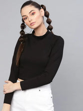 Black Turtle Neck Crop Top