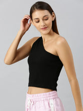Black One Shoulder Crop Top