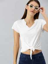 White Front Knot Crop Top