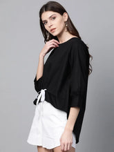 Black High Low Tape Detail Boxy Top