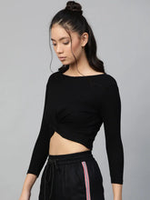 Black Rib Twisted Knot Crop Top