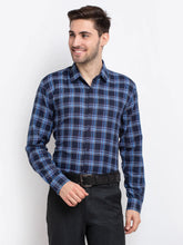 Indian Needle Blue Men's Checked Cotton Shirt