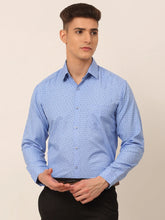Men Blue Classic Printed Styled Formal Shirt-SF-827