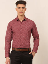 Men Maroon Classic Printed Formal Shirt-SF-827