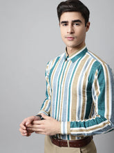 Men Green Classic Striped Formal Shirt-SF-832