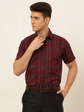 Indian Needle Styled Men's Cotton Checked Formal Shirts-SF-834