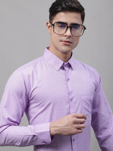 Men Purple Micro Checked Formal Shirt-SF-870