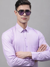 Men Purple Vertical Striped Formal Shirt-SF-872