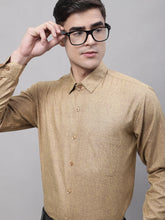 Men's Brown Cotton Solid Formal Shirt-SF-873