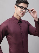 Men's Maroon Cotton Solid Formal Shirt-SF-873