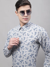 Men Grey Regular Fit Printed Pure Cotton Formal Shirt-SF-874
