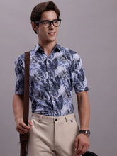 Men's Floral Printed Dark Formal Shirt