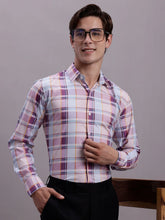 Men's Cotton Blend Checked Formal Shirt-SF888
