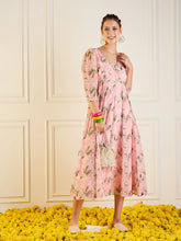 Women Peach Floral Anarkali Maxi Dress-SHDRS12274