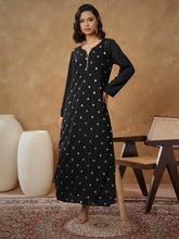 Women Black Embroidered Abaya Dress-SHDRS13274