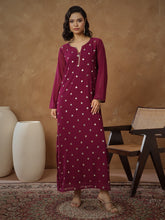 Women Purple Embroidered Abaya Dress-SHDRS13275